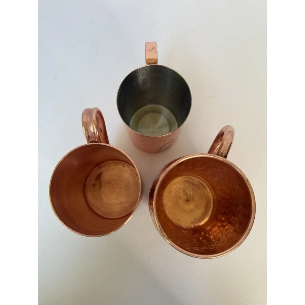 Lot Of 3 Moscow Mule Copper Mug Ketel One Vodka Stoli S IV Makers Mark Hammered‎